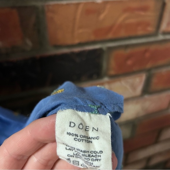 Dôen Tetra Maxi Dress Ciel Blue Carnation Embroidery Organic Cotton Puff Sleeve - Picture 8 of 10